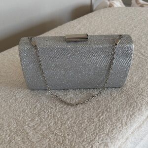 Silver Glitter Wristlet/Clutch/Crossbody Bag